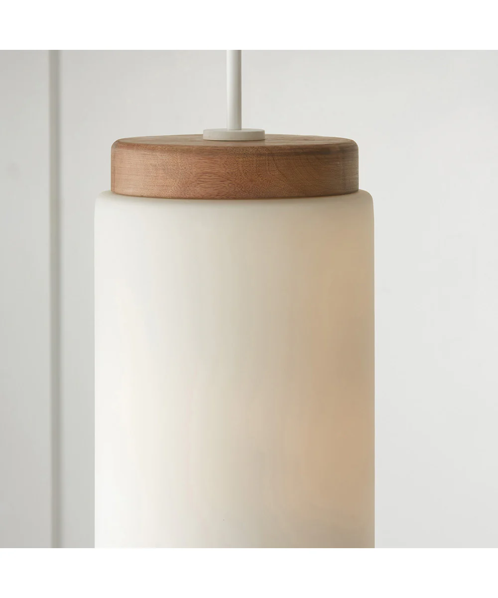 Liam 1-Light Pendant Light Wood and White - Image 3