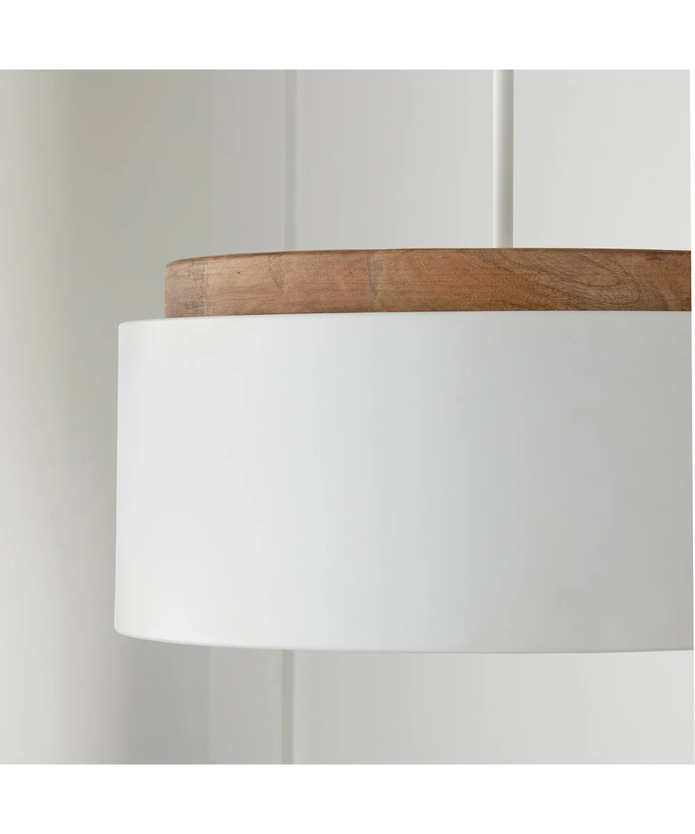 Liam 1-Light Pendant Light Wood and White - Image 5