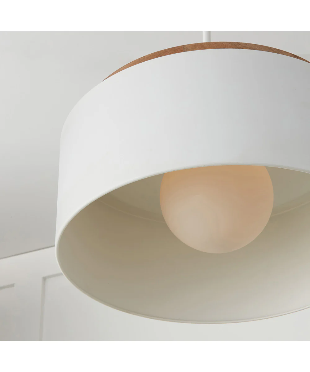 Liam 1-Light Pendant Light Wood and White - Image 6