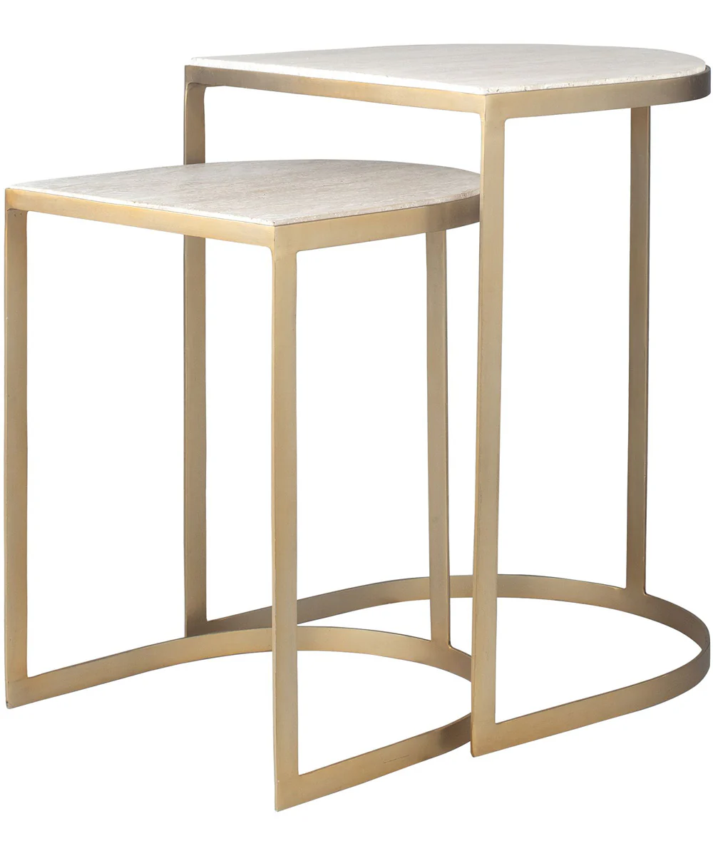 Lindon Travertine Nesting Tables Set of 2 - Image 2