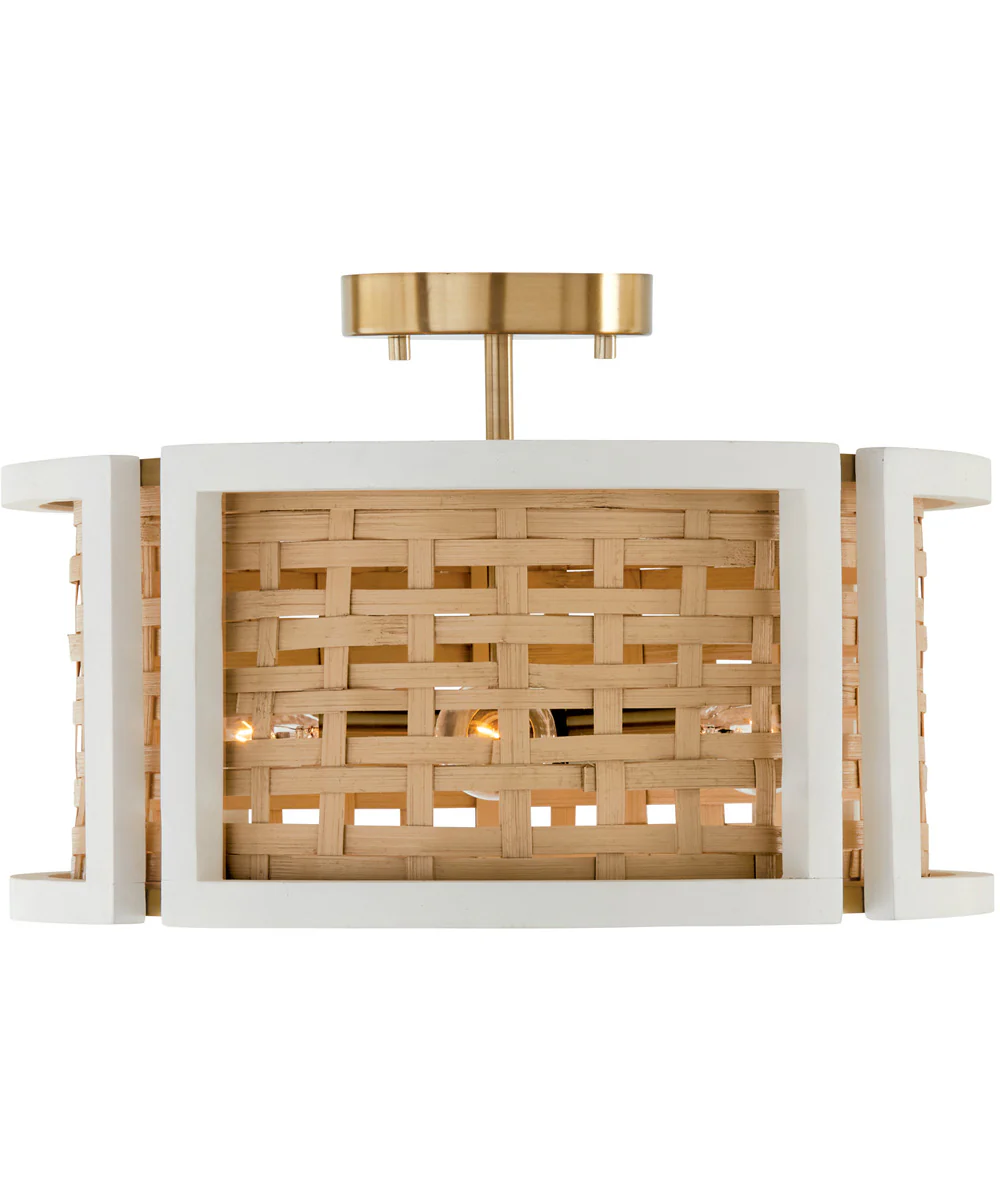 Lola 4-Light Dual-Mount Semi-Flush/Pendant Mount In Flat White and Matte Brass
