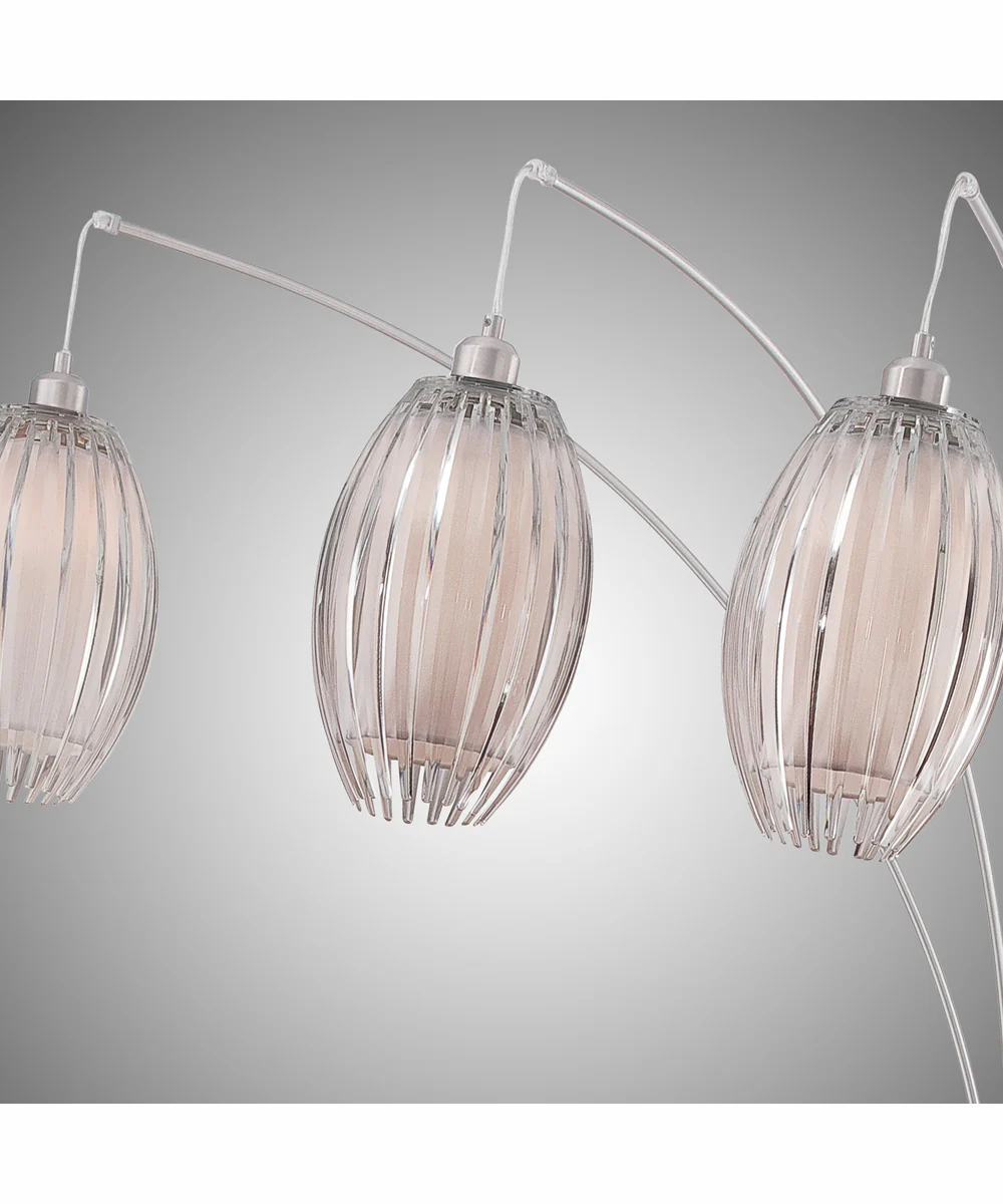 Lotuz 3-Light 3-Light Arch Lamp Chrome/ Clear Acrylic&White Shade - Image 4