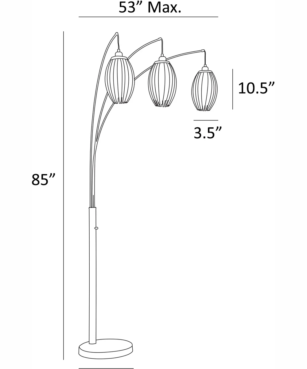 Lotuz 3-Light 3-Light Arch Lamp Chrome/ Clear Acrylic&White Shade - Image 5