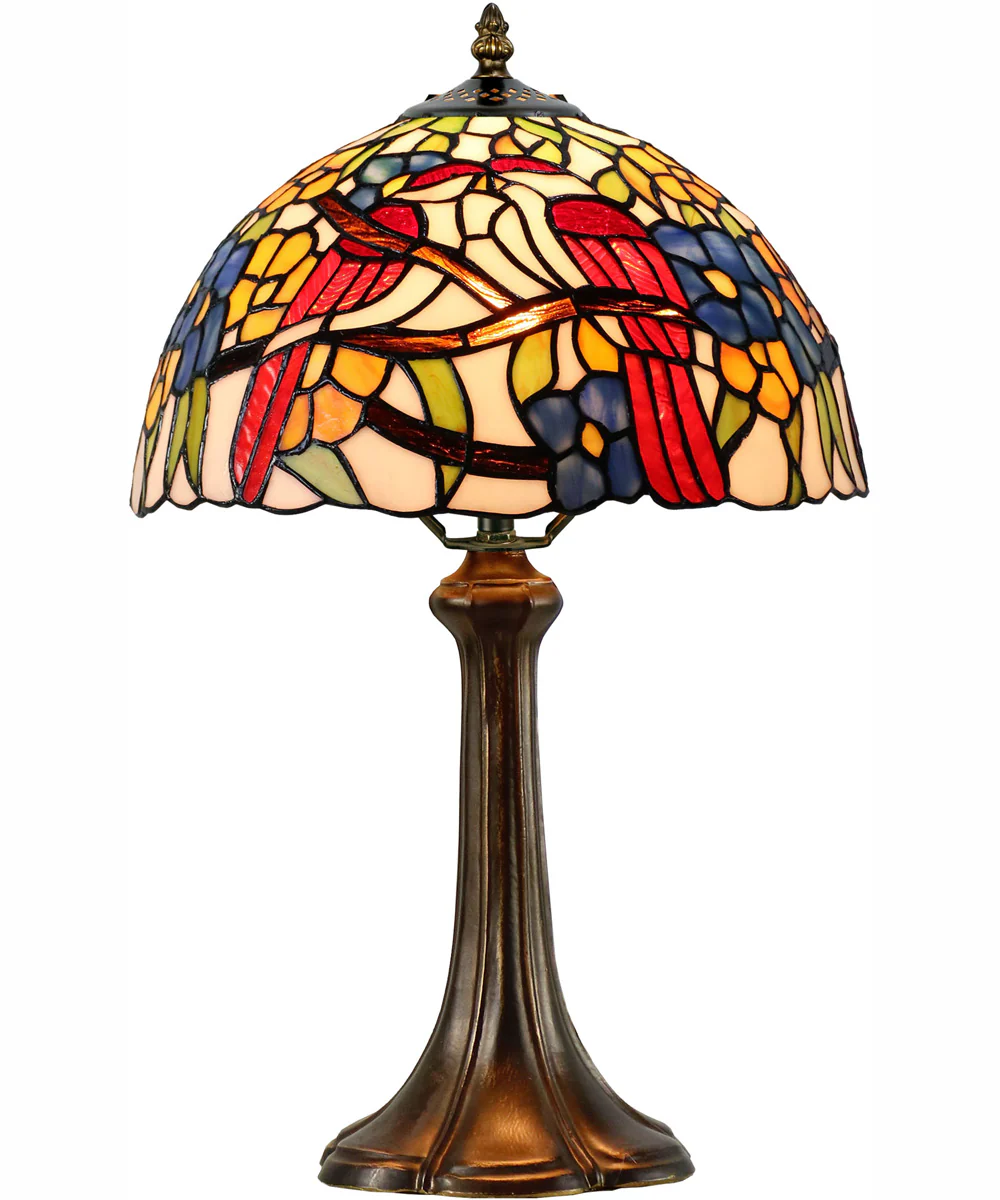Lovebirds Floral Tiffany Table Lamp
