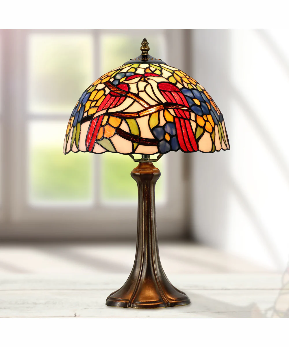 Lovebirds Floral Tiffany Table Lamp - Image 2