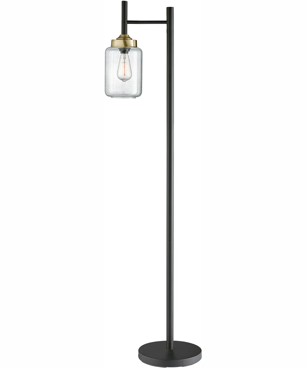 Luken 1-Light 3Pcs Floor & Table Lamp Set Black/Antique Brass/Seeded Glass - Image 4
