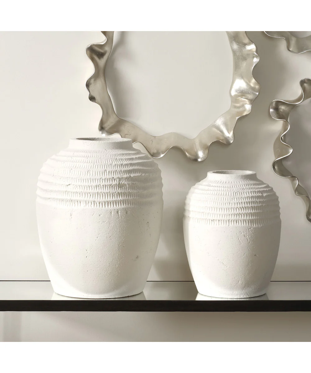 Luna Ridge White Ceramic Vases Set of 2 - Image 3