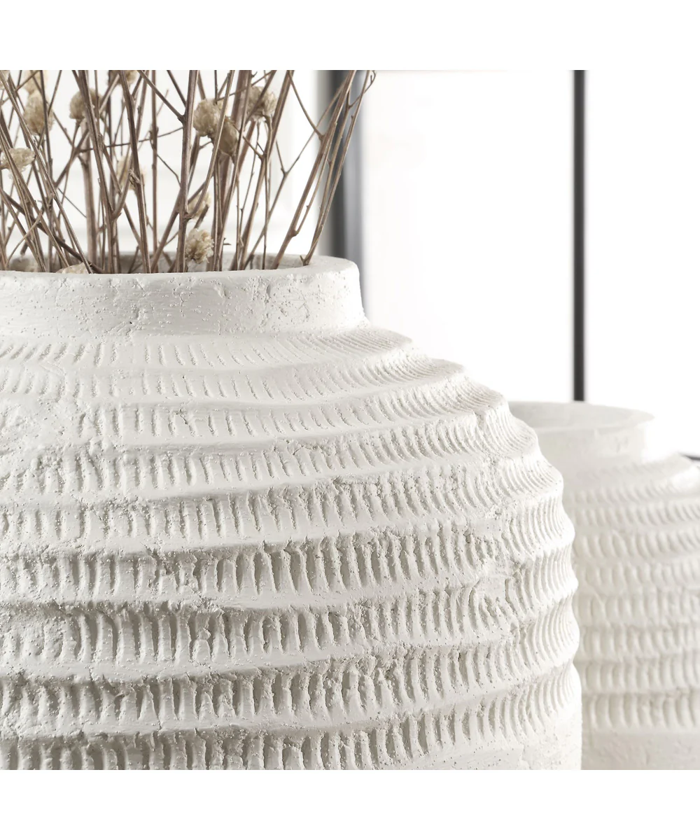 Luna Ridge White Ceramic Vases Set of 2 - Image 6