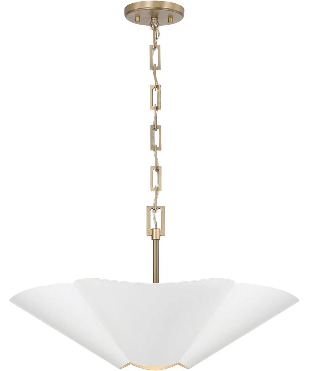 Maeve 4-Light Pendant Matte Brass and White - Image 3