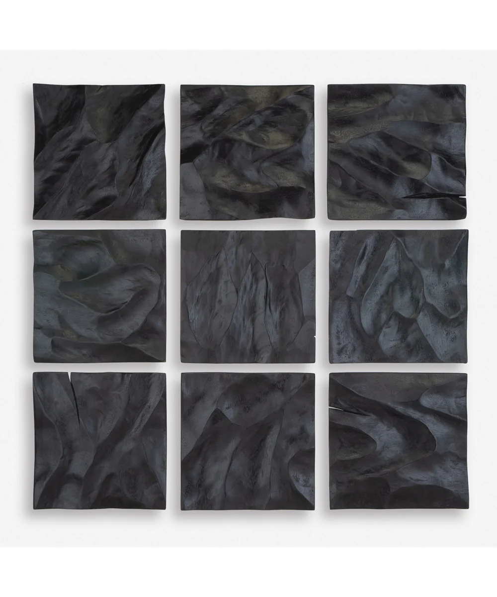 Malosi Black Wood Wall Decor, Set/9