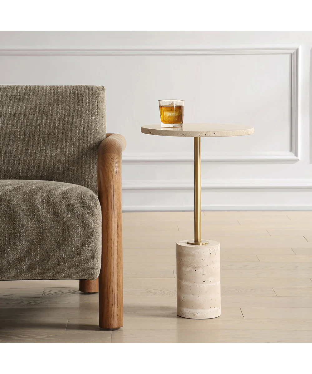 Malya Travertine Accent Table - Image 2