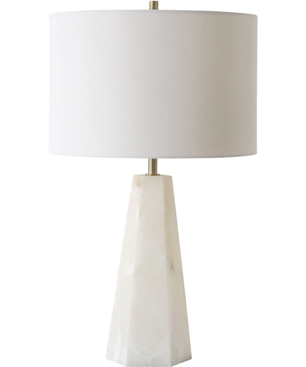 Marble Accent Table Lamp in Cream with Off-White Linen - Image 4