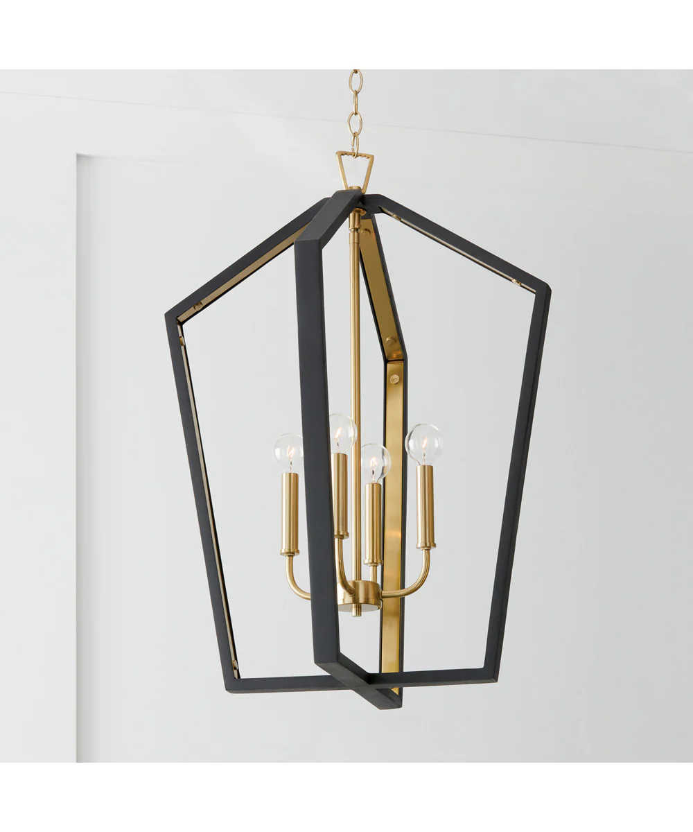 Maren 4-Light Pendant Flat Black and Matte Brass - Image 2