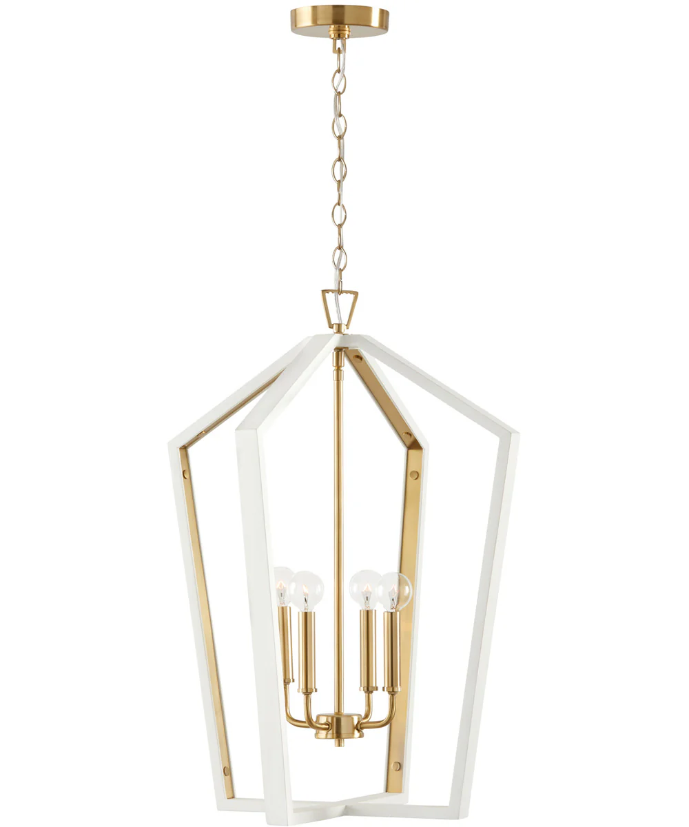 Maren 4-Light Pendant Flat White and Matte Brass