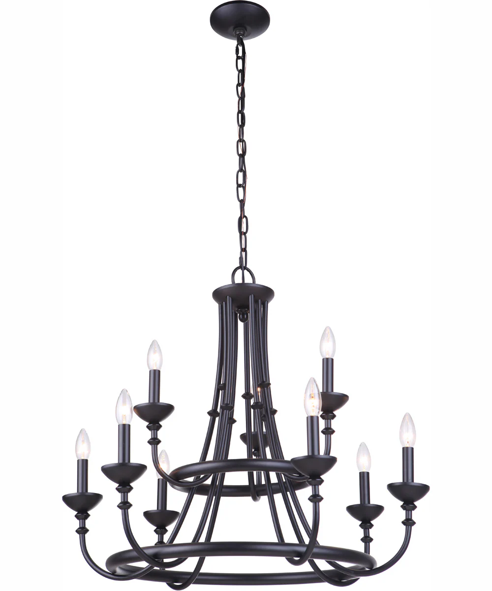 Marlowe 9-Light Chandelier Flat Black - Image 2