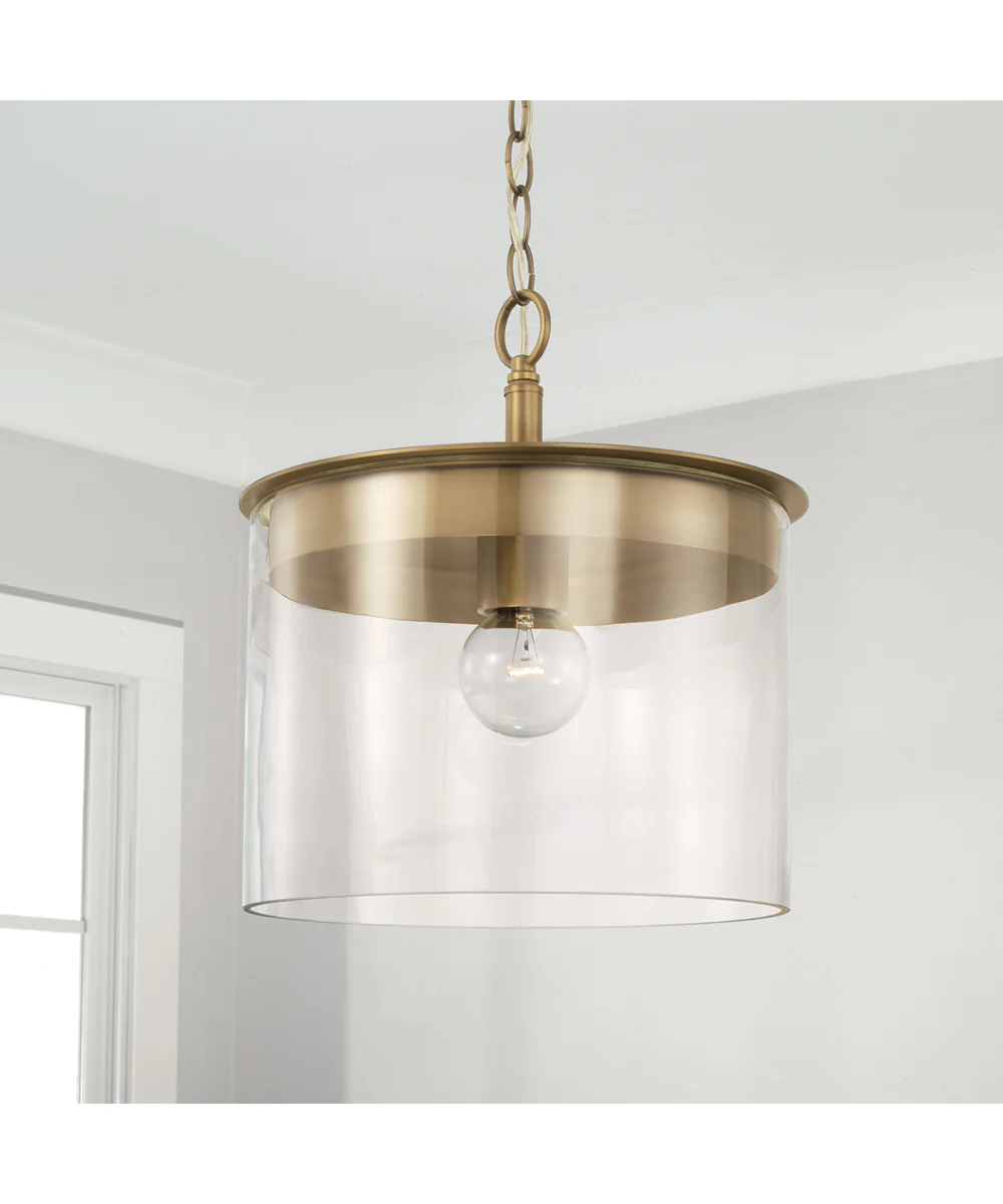 Mason 1-Light Dual-Mount Semi-Flush/Pendant Mount In Aged Brass - Image 5
