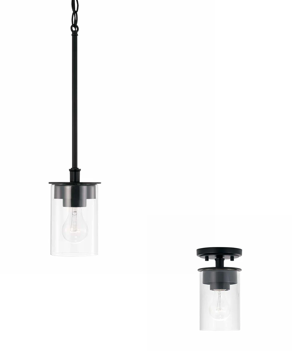 Mason 1-Light Dual-Mount Semi-Flush/Pendant Mount In Matte Black - Image 2