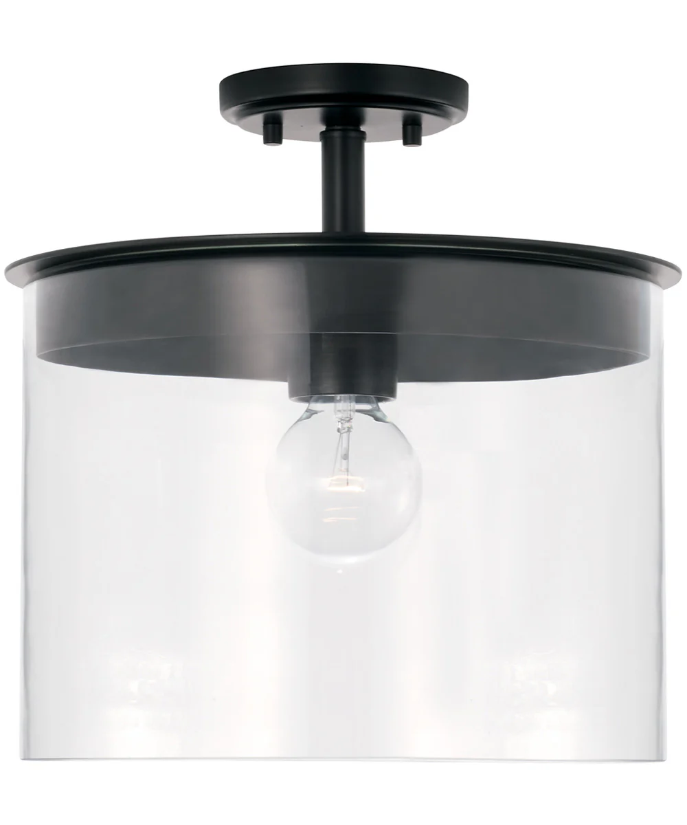 Mason 1-Light Dual-Mount Semi-Flush/Pendant Mount In Matte Black