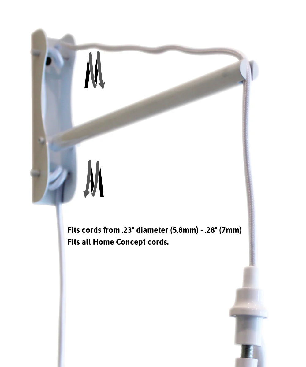 MAST Plug-In Wall Mount Pendant, 2 Light White Cord/Arm with Diffuser, Rounded Corner Square Oatmeal Drum Shade 14"W - Image 3