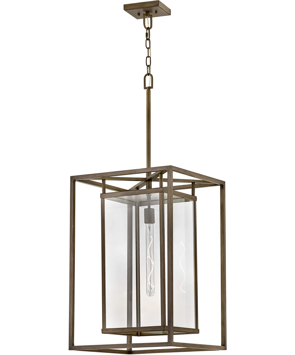 Max 1-Light LED Large Hanging Lantern in Burnished Bronze