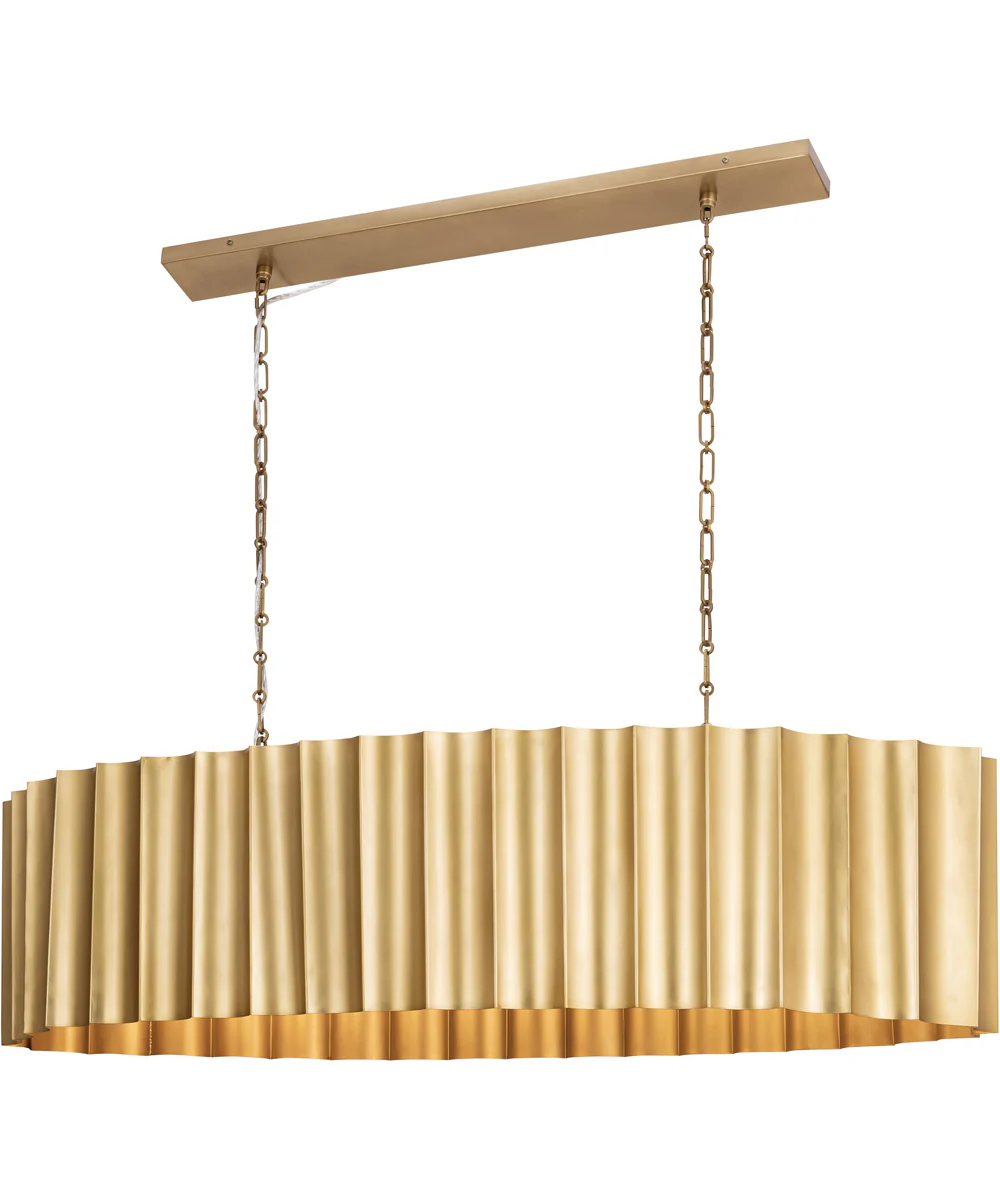 Allegra 5-Light Linear Pendant Weathered Brass