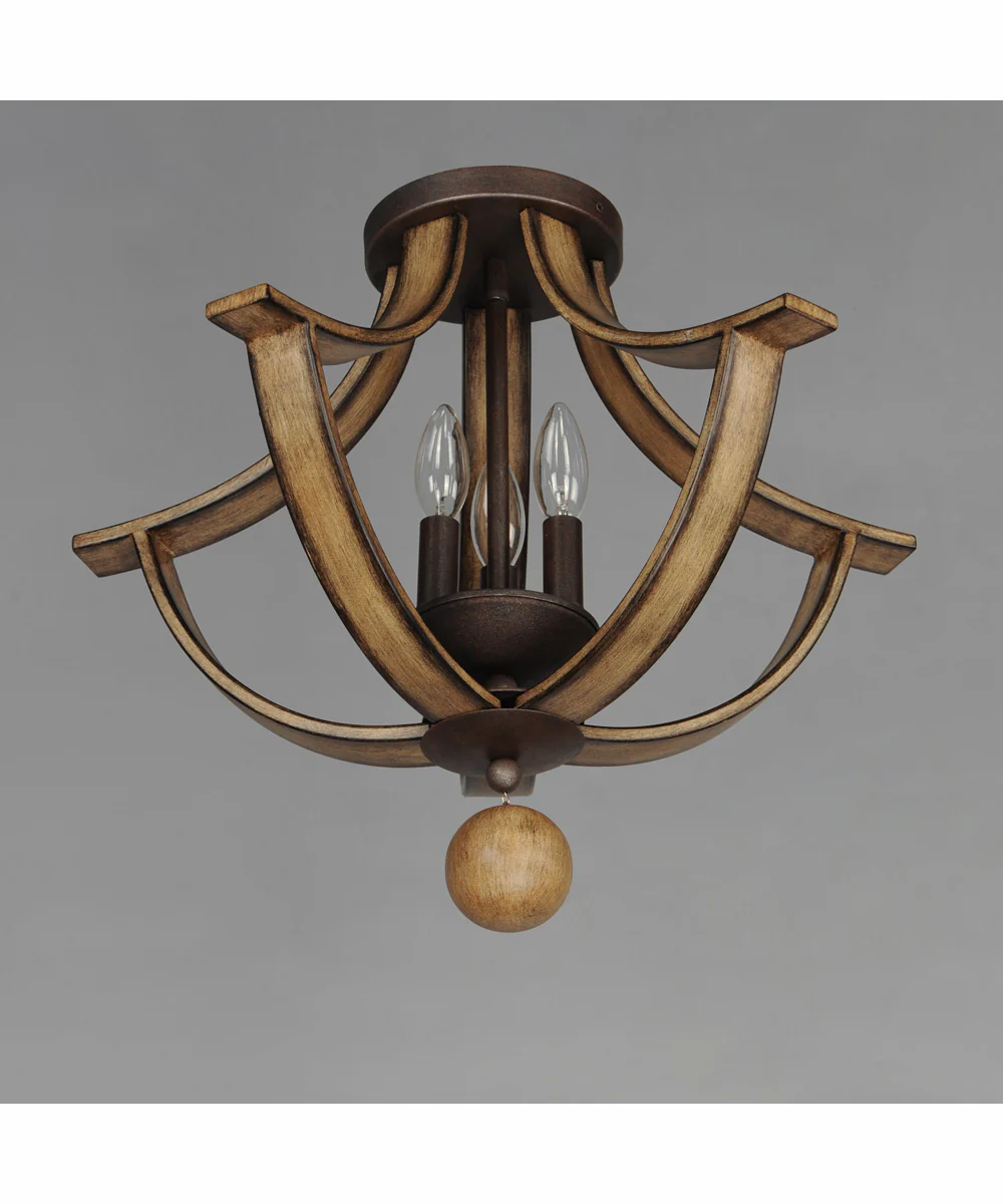 Basque 3-Light Semi-Flush Mount Driftwood/Anthracite - Image 3