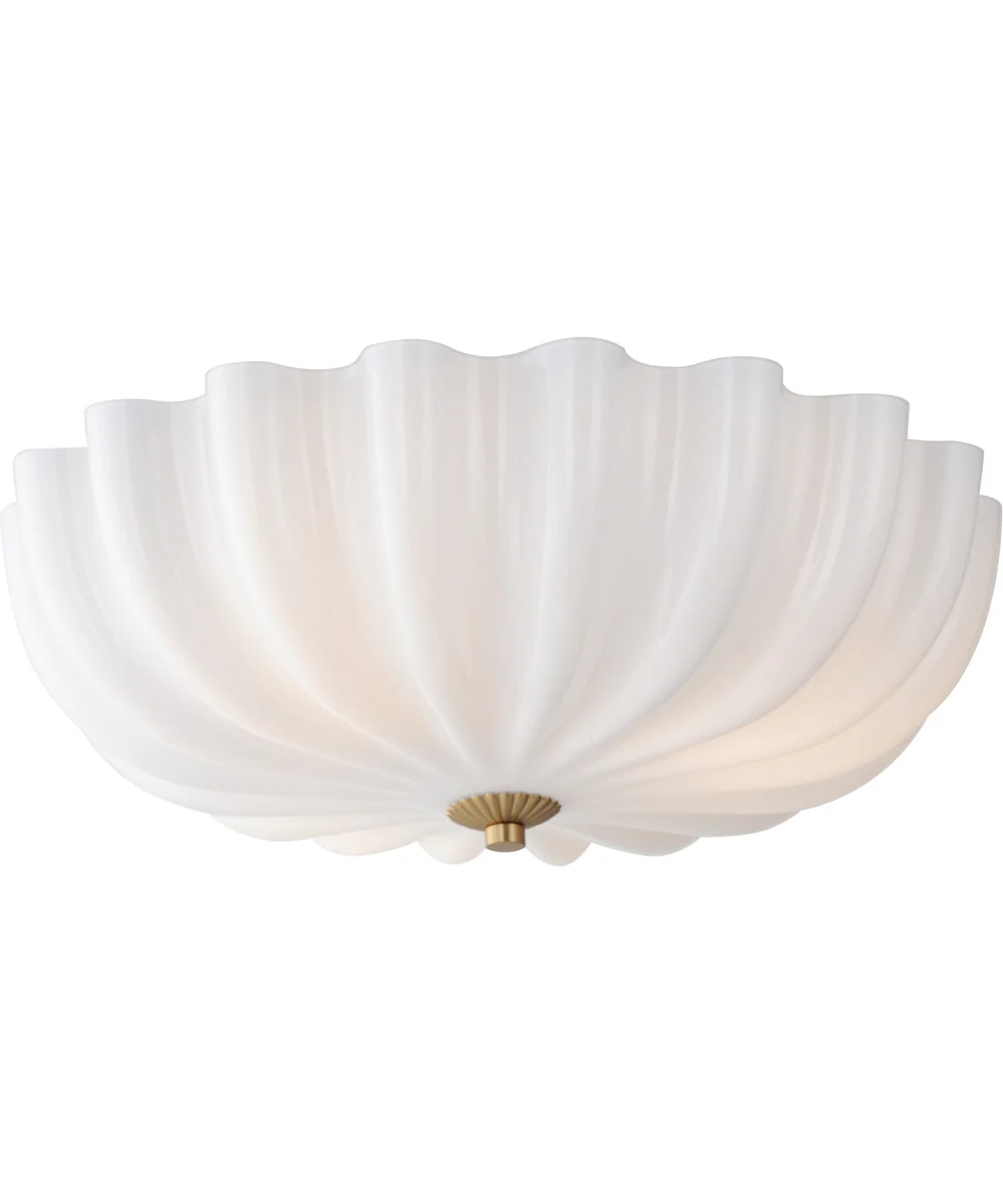 Bundt 15 inch Wall Sconce / Flush Mount White/Natural Aged Brass