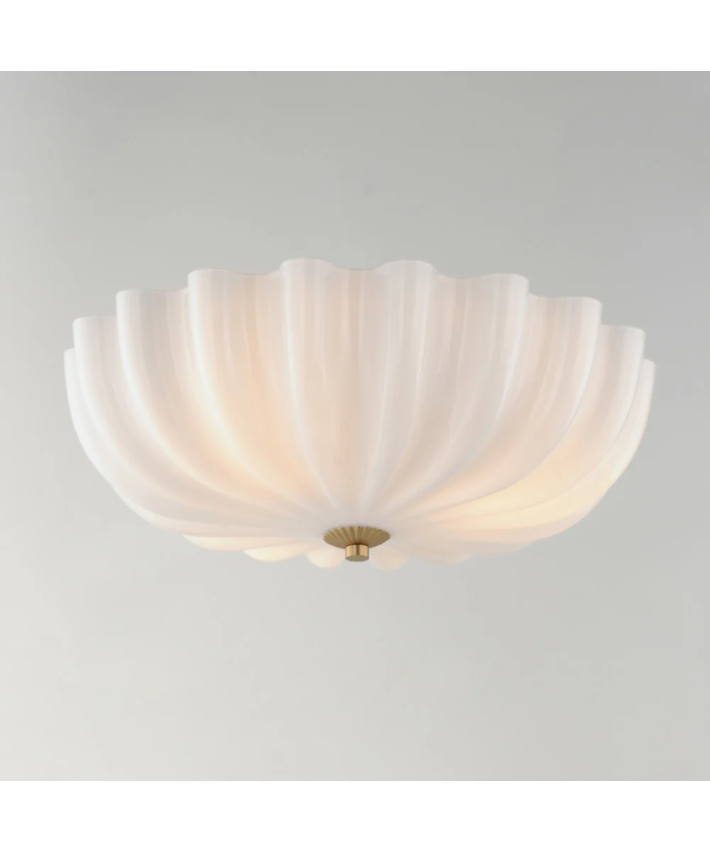 Bundt 15 inch Wall Sconce / Flush Mount White/Natural Aged Brass - Image 4