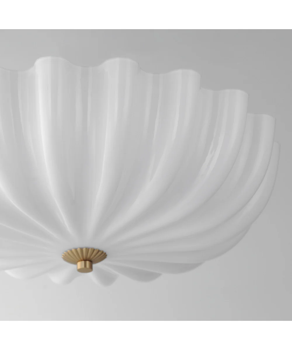 Bundt 15 inch Wall Sconce / Flush Mount White/Natural Aged Brass - Image 5