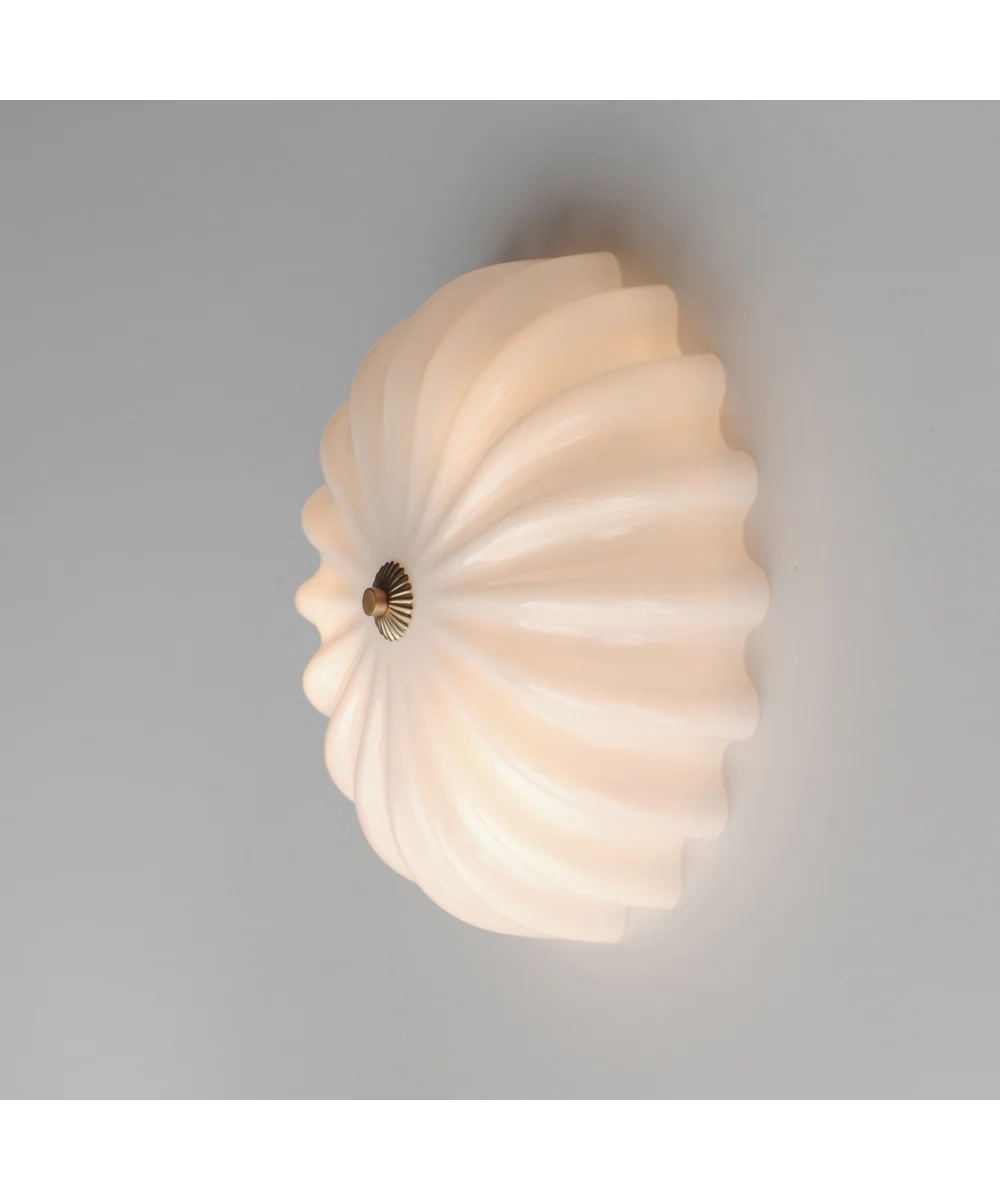 Bundt 15 inch Wall Sconce / Flush Mount White/Natural Aged Brass - Image 6