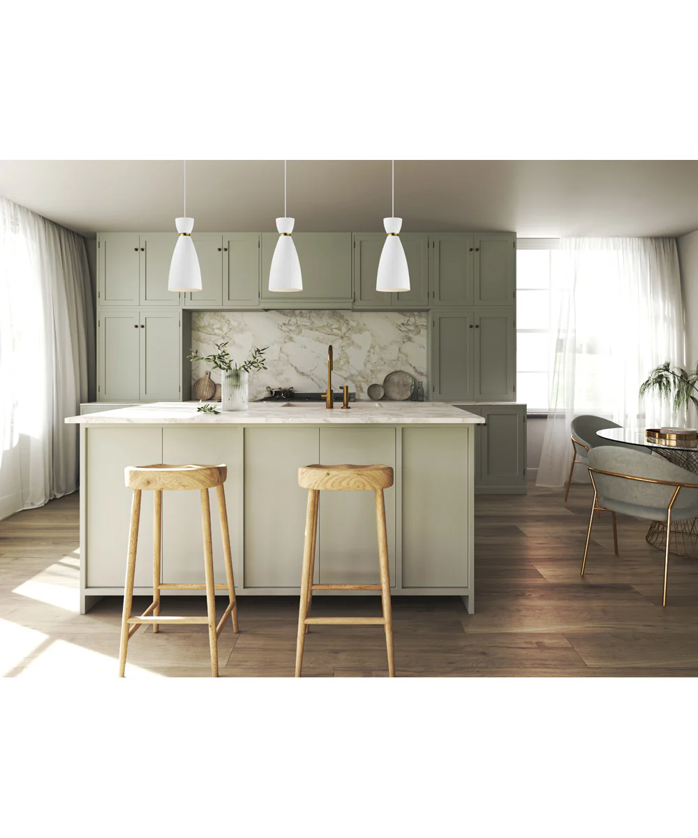 Carillon 1-Light Elongated Mini Pendant White/Satin Brass - Image 2