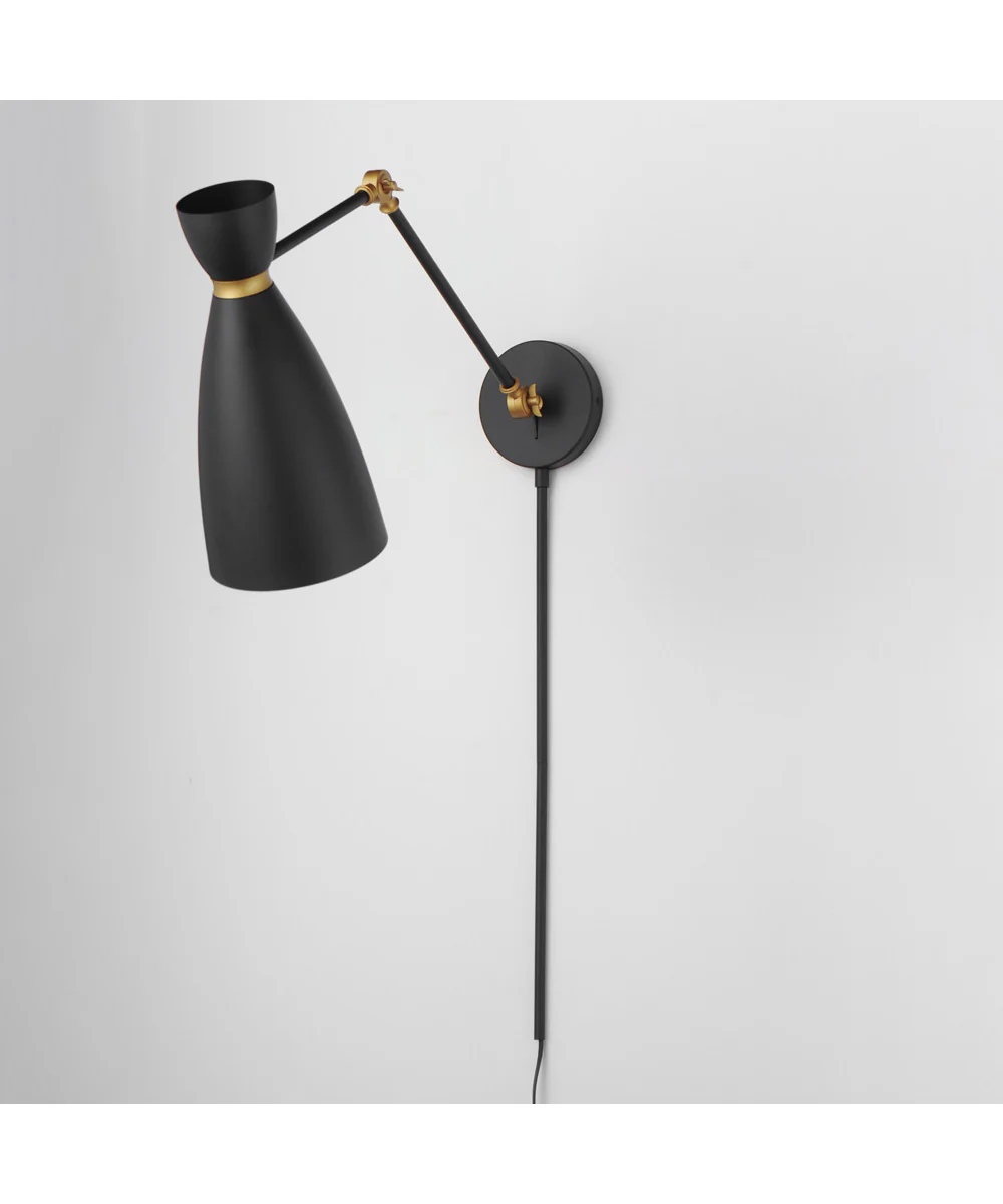 Carillon Articulating Wall Sconce Black / Satin Brass - Image 2
