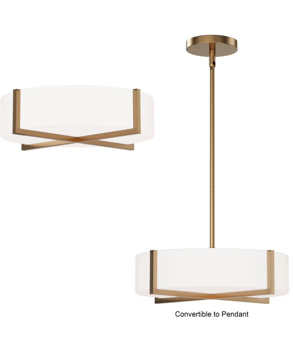 Dexter 15 inch LED Flush Mount/ Pendant Convertible Natural Aged Brass - Image 2