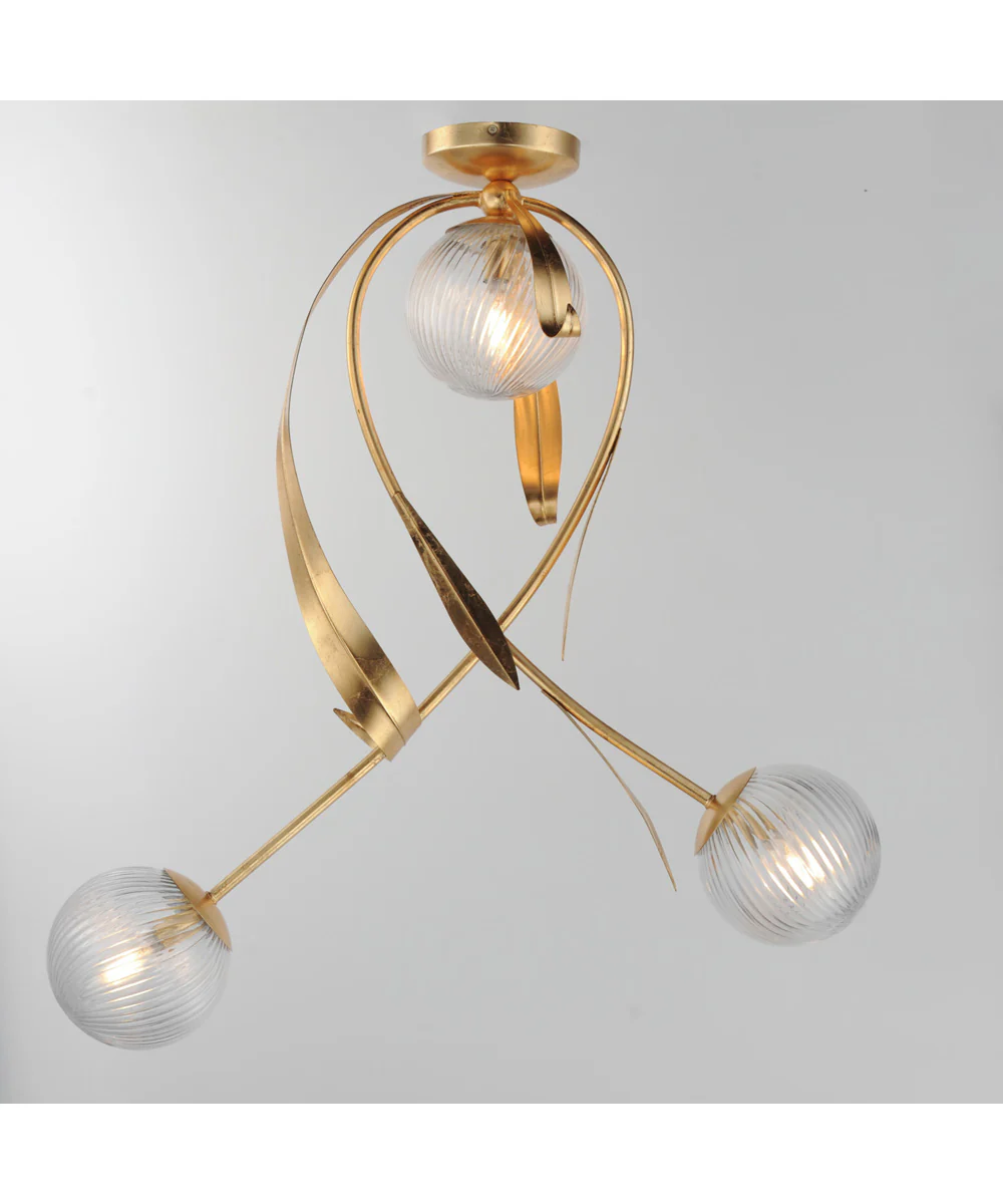 Firenze 3-Light Flush Mount Gold Leaf - Image 3