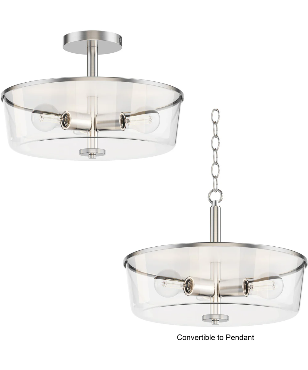 Fuller 3-Light Semi Flush/Pendant Convertible Satin Nickel - Image 2