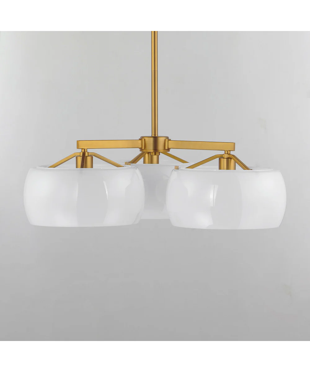 Glazed 3-Light Chandelier White/Natural Aged Brass - Image 3