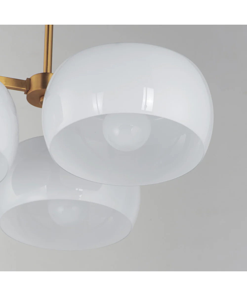 Glazed 3-Light Chandelier White/Natural Aged Brass - Image 6