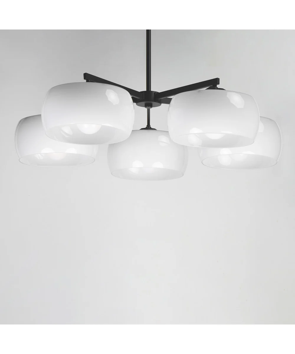 Glazed 5-Light Chandelier White / Black - Image 2
