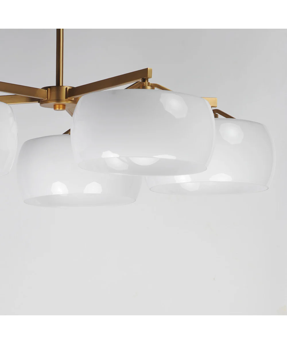 Glazed 5-Light Chandelier White/Natural Aged Brass - Image 4