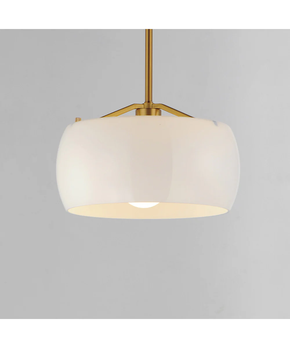 Glazed Single Pendant White/Natural Aged Brass - Image 3