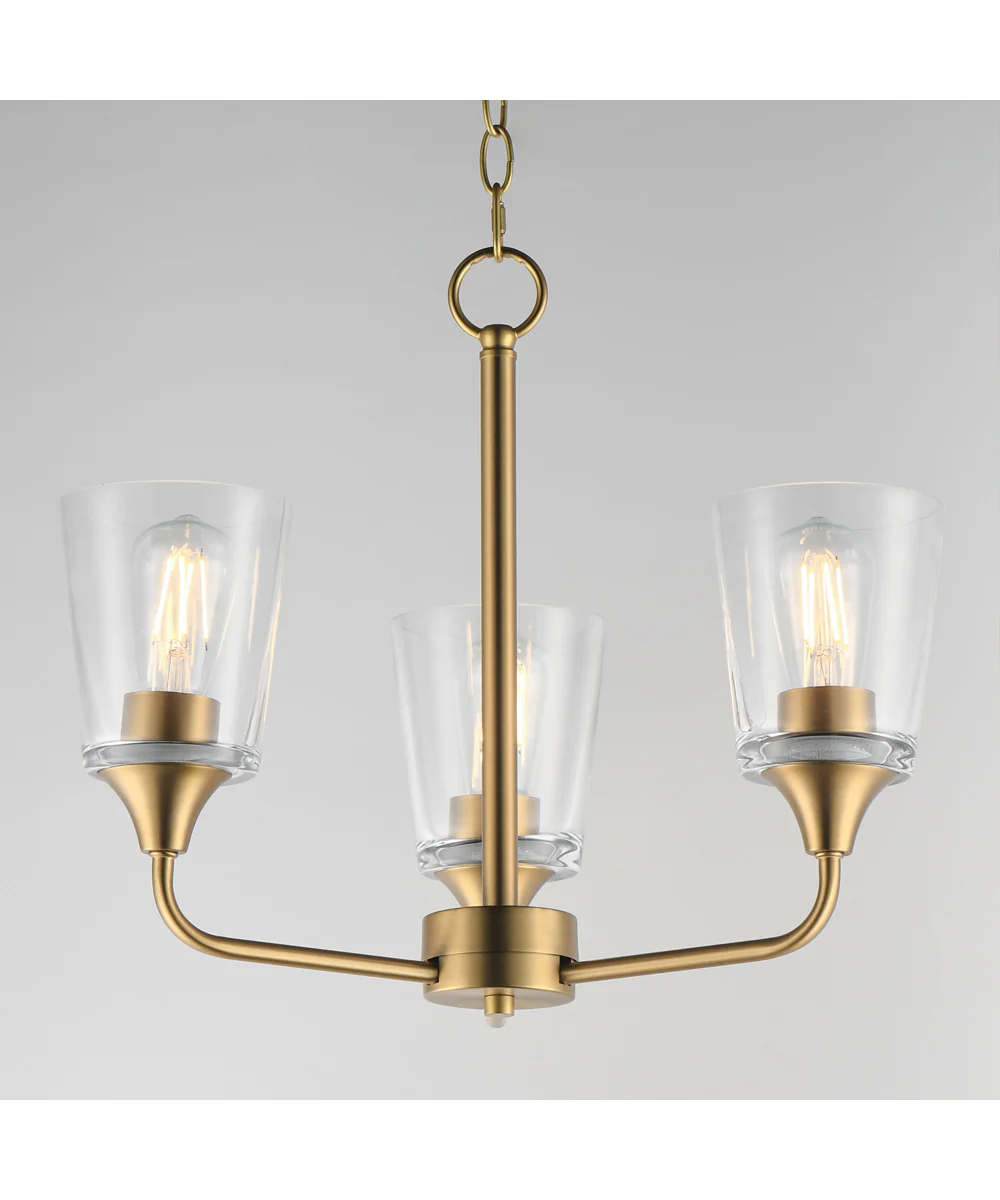 Hudson 3-Light Chandelier Natural Aged Brass - Image 3