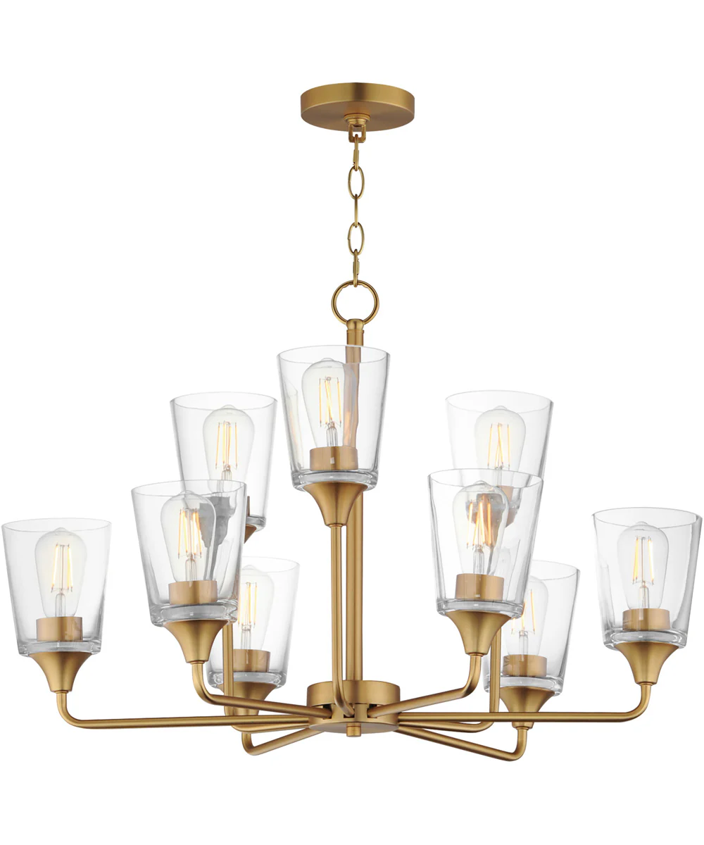 Hudson 9-Light Two-Tier Chandelier Natural Aged Brass