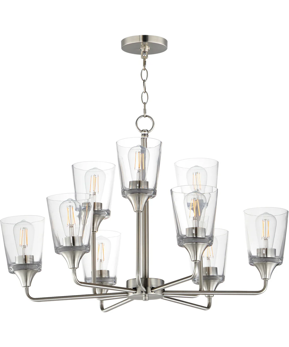 Hudson 9-Light Two-Tier Chandelier Satin Nickel