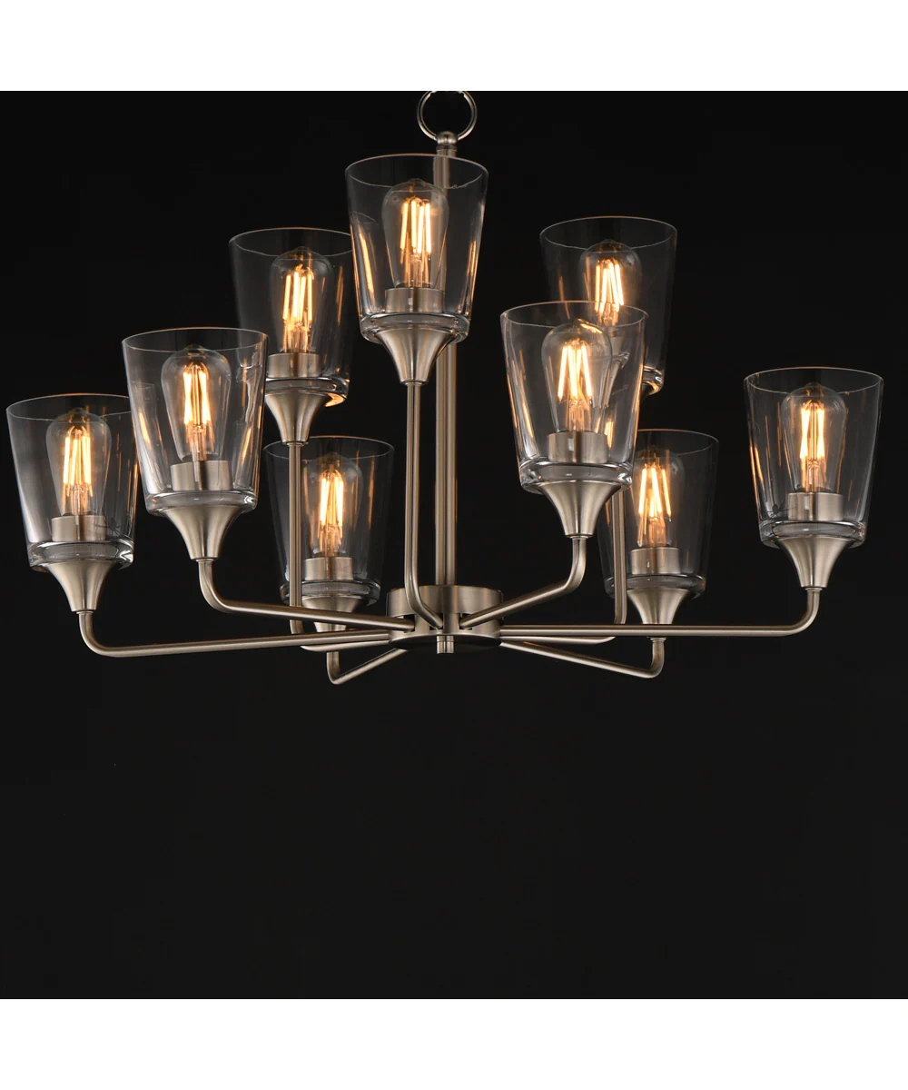 Hudson 9-Light Two-Tier Chandelier Satin Nickel - Image 3