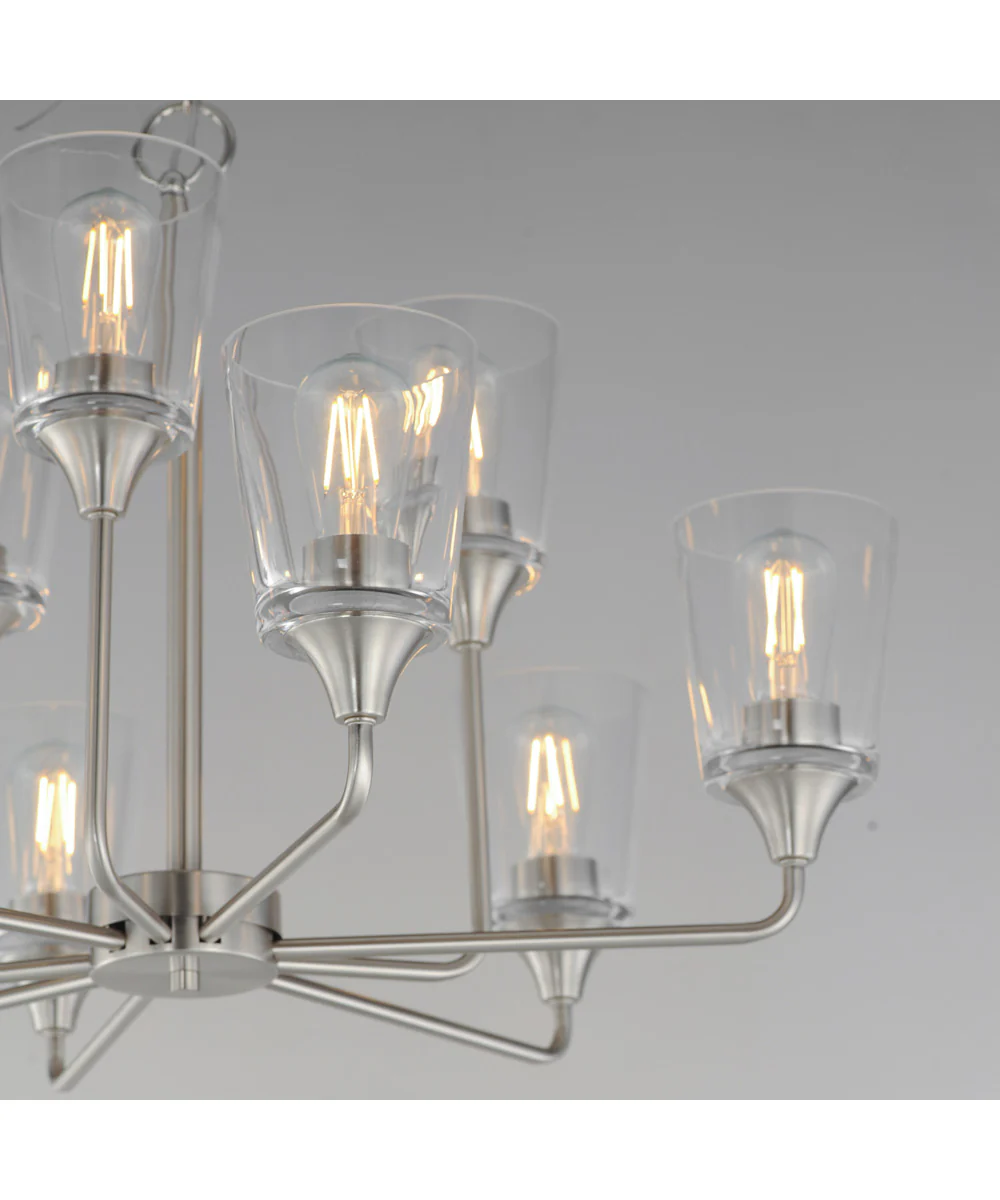 Hudson 9-Light Two-Tier Chandelier Satin Nickel - Image 4