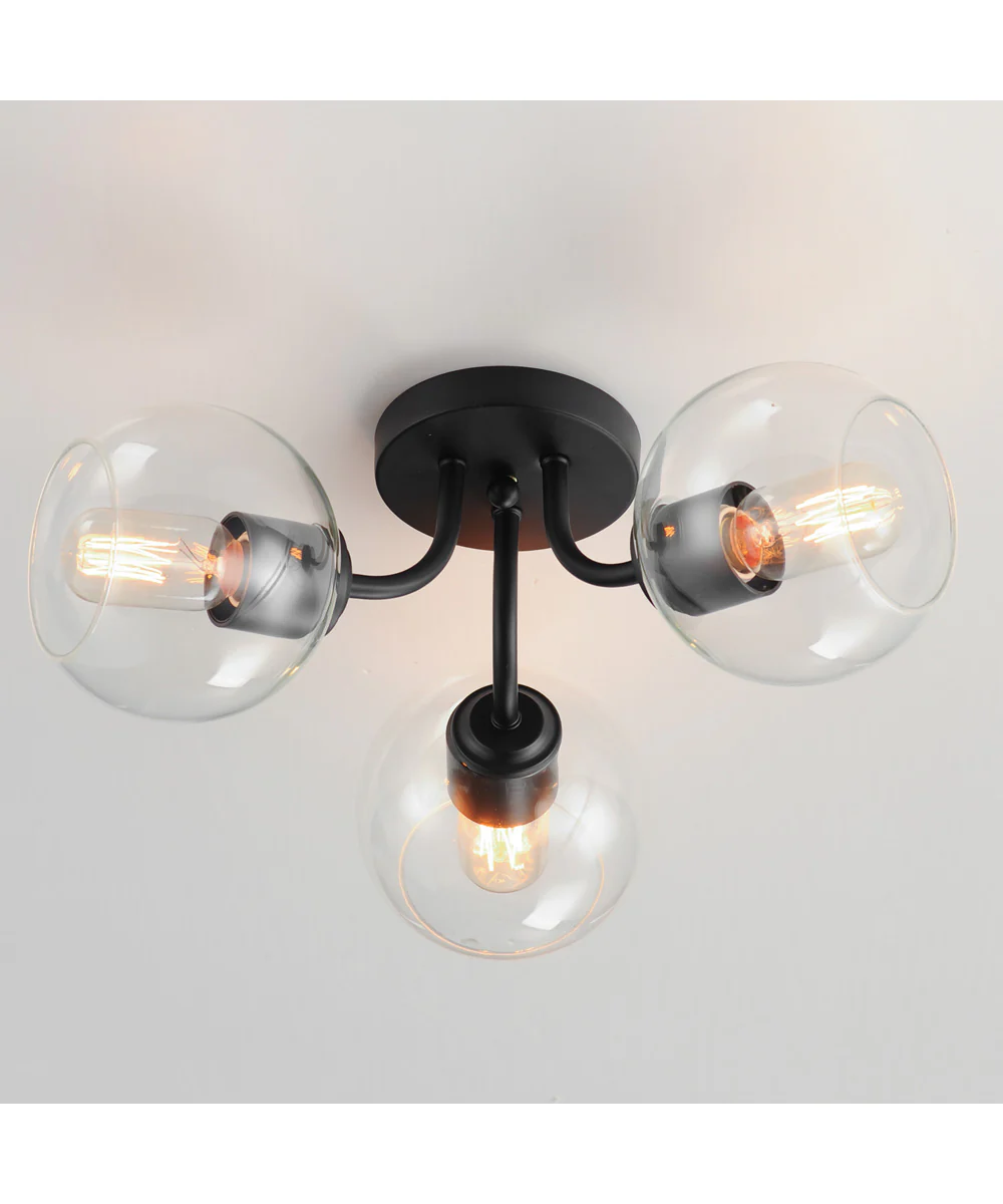 Knox 3-Light Semi-Flush Mount Black - Image 3