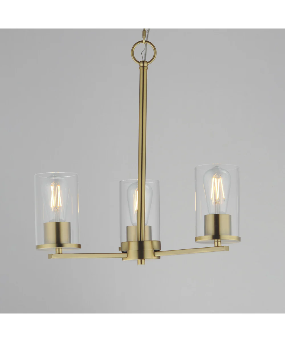 Lateral 3-Light Chandelier Satin Brass - Image 2
