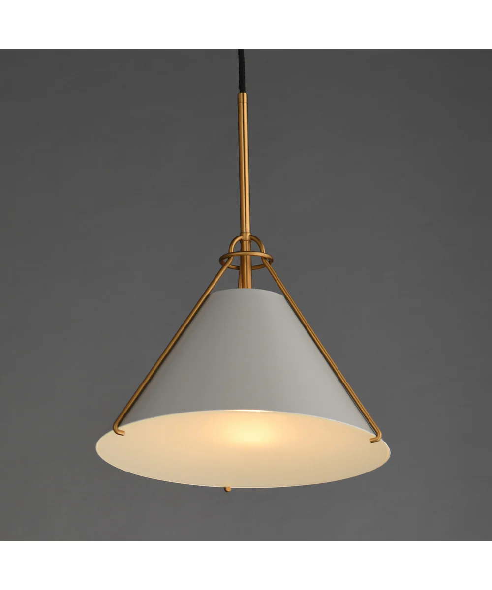 Lucas Single Pendant Light French Gray / Natural Aged Brass - Image 3