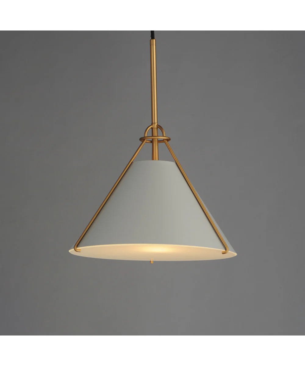 Lucas Single Pendant Light French Gray / Natural Aged Brass - Image 4