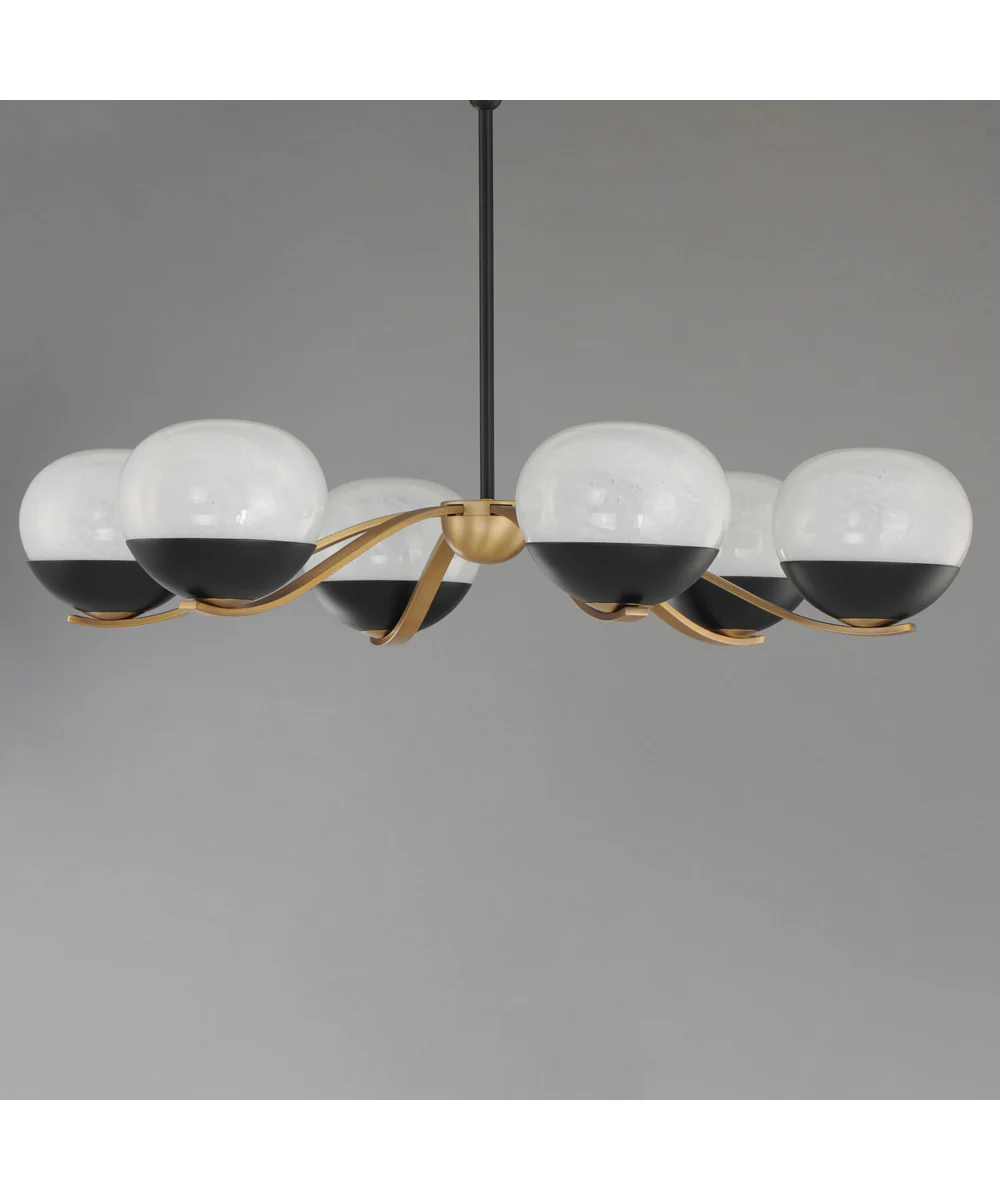 Lucerne 6-Light Chandelier Black / Natural Aged Brass - Image 3